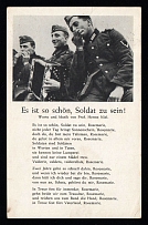 1944 'It's so nice to be a soldier', Propaganda Postcard, Third Reich Nazi Germany