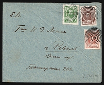 1914-1917 WWI Mute cover to Revel, Russian Empire, 'Circles' Mute postmark cancellation