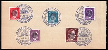 1945 LIECHTENSTEIN Local Issue 6pf - 60pf on piece, Germany, Overprint on Hitler's head (Commemorative Cancellation)