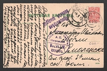 1916 Minsk Censorship, WWI Censored postcard from Yalta to Smolensk with violet letters handstamp 'Opened by censor', violet round 'Viewed by censor Nihrovsky'