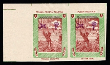 Poland, Military Mail, Field Post Feldpost, Pair (Corner Margins, Imperforate)