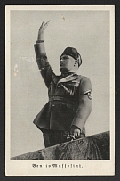 1937 'Benito Mussolini', Propaganda Postcard, Third Reich Nazi Germany