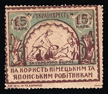 1922 Soviet Russia Ukraine Kharkov Help German and Japanese workers 15r charity stamp