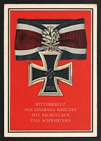 1939 'Knight's cross of the iron cross with OAK leaves and swords', Propaganda Postcard, Third Reich Nazi Germany