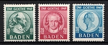 1949 Baden, French Zone of Occupation, Germany (Mi. 47 - 49, Full Set, CV $50, MNH)