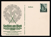 1938 'Saxony at work. Annual exhibition in Dresden', Propaganda Postal stationery, Third Reich Nazi Germany