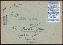 1944 (28 Mar) Third Reich, Military Mail, Germany, Airmail Cover (Mi. 1 A x, Violet Handstamp, Used)