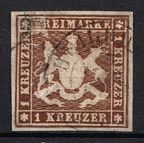 1859 1kr Wurttemberg, German States, Germany (Mi. 11, Canceled, CV $170)