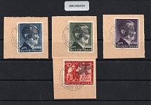 1945 GRUMBACH Local Issue 1RM - 5RM on pieces, Germany, Overprint on Hitler's head (Canceled)