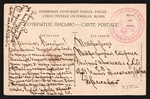 1916 Red Cross Reception Center for the Mentally Ill WWI postcard to Petrograd with red medical handstamp