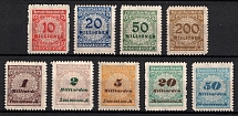 1923 Weimar Republic, Germany (Mi. 318 B - 319 B, 321 B, 323 B, 325 B - 327 B, 329 B - 330 B, Full Set, CV $30, MNH)