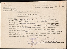 1943 (20 Oct) Third Reich, Germany, Permit for Holiday Abroad from the Military Registration Office of Bergisch Gladbach with Ticket Cologne-Warsaw and Ticket Coupons (Violet Handstamp, Used)