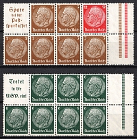 1939 Third Reich, Germany, Se-tenants, Zusammendrucke, Blocks (Mi. H-Bl. 94, 96,  CV $30, MNH)