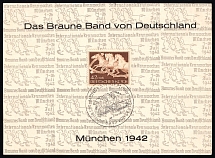 1942 42pf Third Reich, Germany, Munich International Racing Weeks, Souvenir Sheet (Mi. 815, Full Set, Commemorative Cancellation)