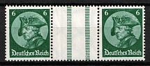 1933 6pf Third Reich, Germany, Gutter Pair, Zusammendrucke (Mi. WZ 9, CV $50, MNH)