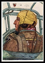 1940 'Captain Falck, squadron captain of a successful fighter squadron', Propaganda Postcard, Third Reich Nazi Germany