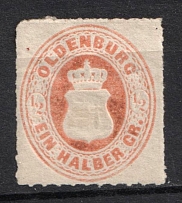 1867 1/2gr Oldenburg, German States, Germany (Mi. 16 B, CV $50)