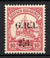 1914 2 1/2d on 10pf British Occupation of New Guinea, Kaiser’s Yacht, 'G. R. I.', German Colonies, Germany (Mi. 5 II, CV $230)