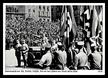 1933-1945 'Parade in front of the Fuehrer at Adolf-Hitler-Square', Propaganda Postcard, Third Reich Nazi Germany