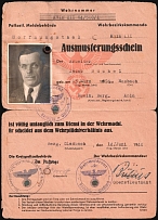 1944 (14 Jun) Cologne, Third Reich, Germany, Pension Certificate (Violet Handstamps, Used)