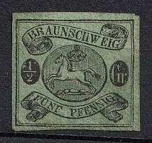 1863 1/2gr Braunschweig, German States, Germany (Mi. 10 A, CV $30)