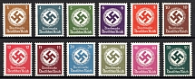 1942-44 Third Reich, Germany, Official Stamps (Mi. 166 - 177, Full Set, Signed, CV $60)