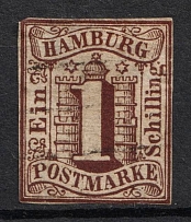 1859 1s Hamburg, German States, Germany (Mi. 2, Canceled, CV $160)