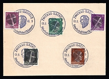 1945 ZWICKAU 2 Local Issue 1pf - 16pf on piece, Germany, Overprint on Hitler's head (ZWICKAU Postmarks)