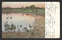 1916 Pskov Censorship, WWI Censored postcard from Moscow to Pskov with blue letters censor handstamp 'Opened by censor 163'