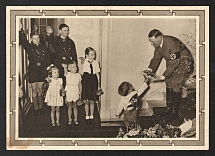 1939 'Adolf Hitler with children', Propaganda Postcard, Third Reich Nazi Germany