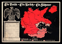 1939 'One Nation, One Reich, One Fuehrer', Propaganda Postcard, Third Reich Nazi Germany