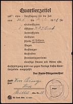 1942 (10 Feb) Third Reich, Germany, Payment for an Officer's Stay with a Private Individual (Black and Violet Handstamps, Used)