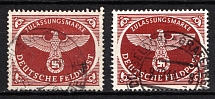 1942-43 Reich Military Mail, Field Post, Feldpost, Germany (Mi. 2 x, 2 y, Full Sets, Canceled, CV $40)