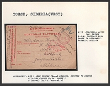 1915 Bilingual (Russian, French) P.O.W. Postcard from Tomsk to Witkowitz, Moravia, Austria.  TOMSK   Censorship: red 3 line circle (26 mm) reading, outside to centre