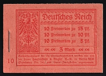 1919 Complete Booklet with stamps of Weimar Republic, Germany, Excellent Condition (Mi. MH 12 A, CV $550)