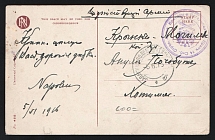 1916 Veterinary Doctor of the 14th Siberian Rifle Artillery Brigade WWI postcard to Taganrog with violet medical handstamp