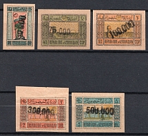 1923 Azerbaijan, Revaluation with a Rubber Numerator, Russia, Civil War (Zag. 25 - 27, 29, 30, CV $70)