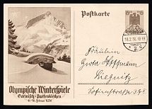 1936 'Winter Olympics. Garmisch-Partenkirchen 1936', Propaganda Postal stationery, Third Reich Nazi Germany